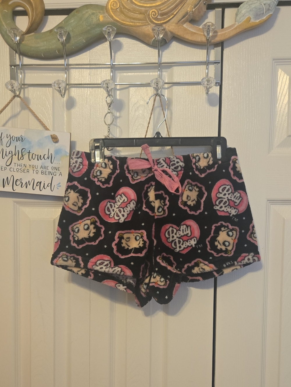 Betty Boop Black and Pink Fleece Athletic Lounge Shorts